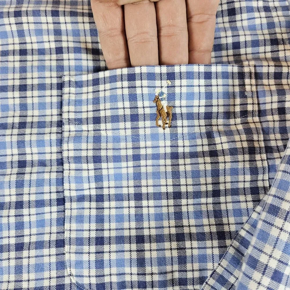 Polo Ralph Lauren Button Down Men's‎ Shirt Size 2XL XXL Blue Plaid